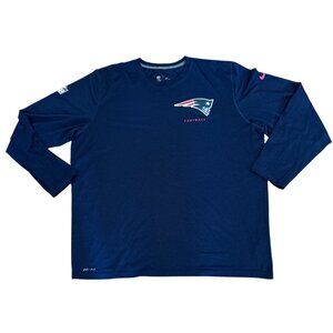 Nike NFL Onfield Patriots Shirt Dri-Fit Long Sleeve 2XL Blue